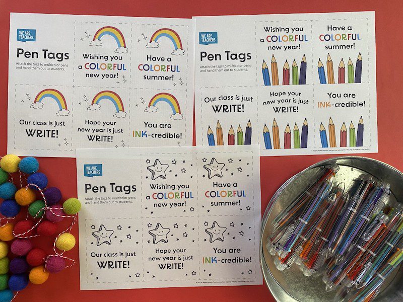 Multicolor Pen Gift Tags - Free Printable - WeAreTeachers